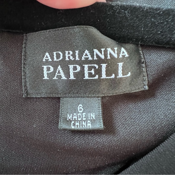 ⭐️ Adrianna Papell Women's Black Satiny Fit & Flare Pleated Cocktail Party Dress - Picture 4 of 12